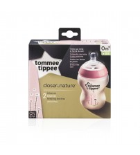 Biberon Decorat 260 ml PP x 2 buc, Roz, Tommee Tippee